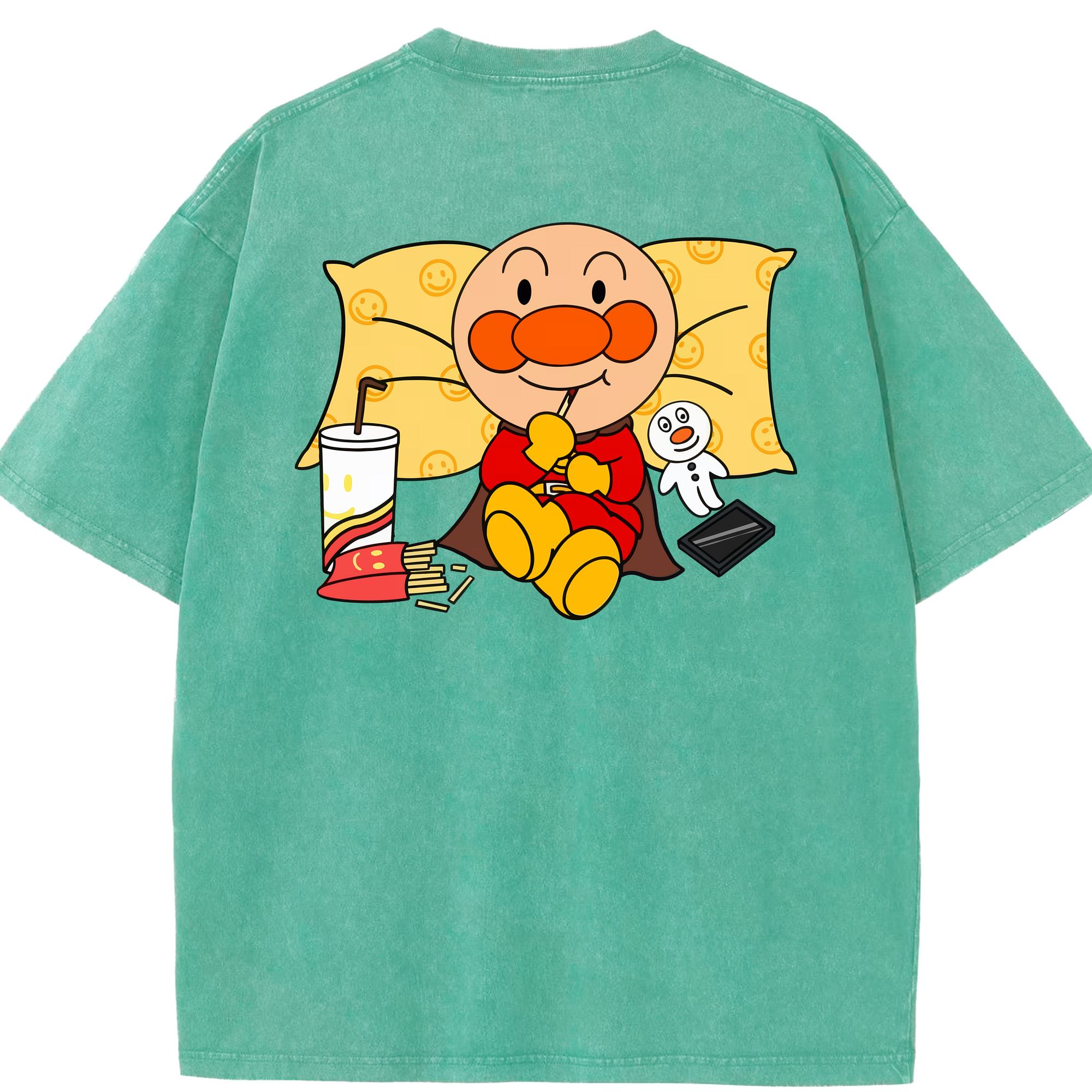（画像用） アンパンマン Anpanman 綿100% ヴィンテージ風 半袖Tシャツ（背面プリント）